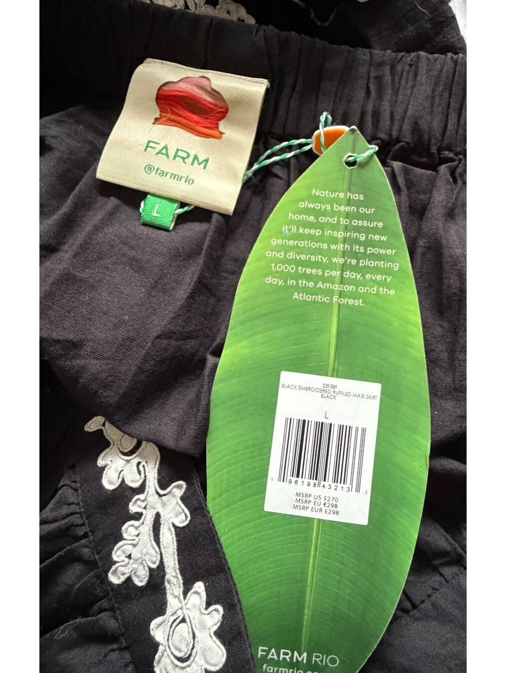 FARM Rio Embroidered Ruffle Maxi Skirt NWT Large - Picture 6 of 6